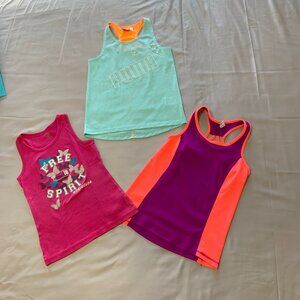 Girls Active Tank Top Set. Dri Fit. Pink & Green. Size 10/12.